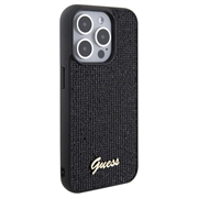 iPhone 15 Pro Guess Disco Metal Script Logo Kotelo - Musta