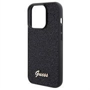 iPhone 15 Pro Guess Disco Metal Script Logo Kotelo (Avoin pakkaus - Bulkki Tyydyttävä) - Musta