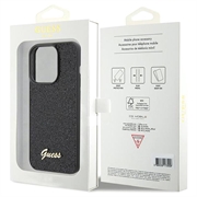 iPhone 15 Pro Guess Disco Metal Script Logo Kotelo - Musta