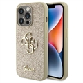 iPhone 15 Pro Guess Fixed Glitter 4G Metal Logo Kotelo - Kulta