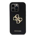 iPhone 15 Pro Guess Rei\'itetty 4G Glitter Logo Suojakuori - Musta