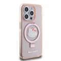 iPhone 15 Pro Hello Kitty IML Ringstand Glitter MagSafe Kotelo - Vaaleanpunainen