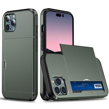 iPhone 15 Pro Hybridikotelo Liukuvalla Korttipaikalla - Vert Armée