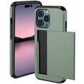 iPhone 15 Pro Hybridikotelo Liukuvalla Korttipaikalla - Vert Armée