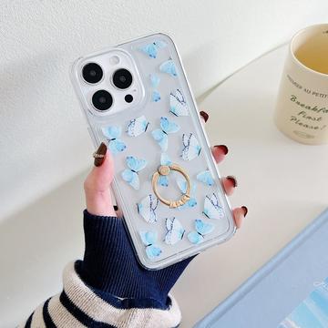 iPhone 15 Pro Max Perhonen TPU tapauksessa rengas haltija - vaaleansininen
