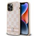 iPhone 15 Pro Max DKNY Ruudullinen kuvio ja raita kotelo - vaaleanpunainen