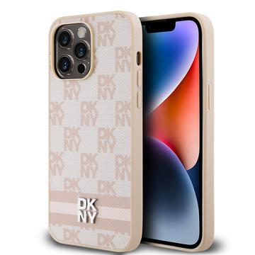 iPhone 15 Pro Max DKNY Ruudullinen kuvio ja raita kotelo - vaaleanpunainen