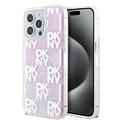 iPhone 15 Pro Max DKNY Liquid Glitter Checkered Pattern Kotelo - Vaaleanpunainen