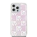 iPhone 15 Pro Max DKNY Liquid Glitter Checkered Pattern Kotelo - Vaaleanpunainen