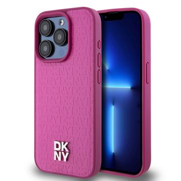 iPhone 15 Pro Max DKNY Repeat Pattern Stack Logo Suojakuori - MagSafe-yhteensopiva - vaaleanpunainen