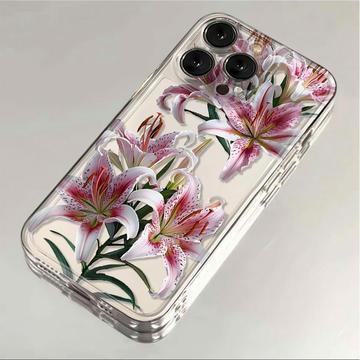 iPhone 15 Pro Max Kukkakuvio TPU kotelo - Vaaleanpunainen lilja