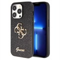 iPhone 15 Pro Max Guess Fixed Glitter 4G Metal Logo Kotelo - Musta