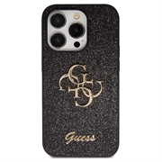 iPhone 15 Pro Max Guess Fixed Glitter 4G Metal Logo Kotelo - Musta