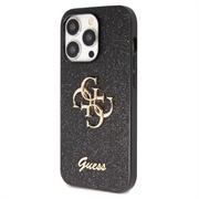 iPhone 15 Pro Max Guess Fixed Glitter 4G Metal Logo Kotelo - Musta