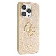 iPhone 15 Pro Max Guess Fixed Glitter 4G Metal Logo Kotelo - Kulta