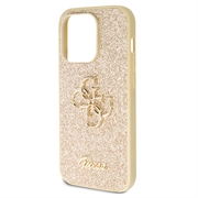 iPhone 15 Pro Max Guess Fixed Glitter 4G Metal Logo Kotelo - Kulta