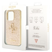 iPhone 15 Pro Max Guess Fixed Glitter 4G Metal Logo Kotelo - Kulta