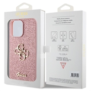 iPhone 15 Pro Max Guess Fixed Glitter 4G Metal Logo Kotelo - Pinkki