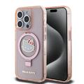 iPhone 15 Pro Max Hello Kitty IML Ring Stand Glitter MagSafe Kotelo - Vaaleanpunainen