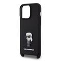 iPhone 15 Pro Max Karl Lagerfeld Saffiano Crossbody Metal Iconic Case - Musta