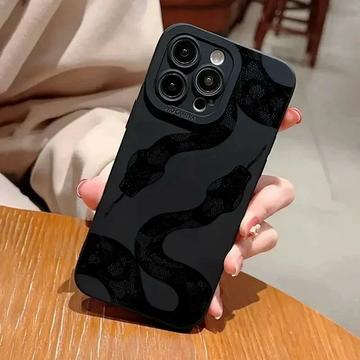 iPhone 15 Pro Max Käärmekuvioinen TPU-kotelo - musta
