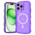 iPhone 15 Pro Max Wave-Edge Laser Glitter MagSafe kotelo - Läpikuultava violetti