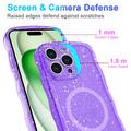 iPhone 15 Pro Max Wave-Edge Laser Glitter MagSafe kotelo - Läpikuultava violetti