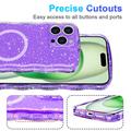 iPhone 15 Pro Max Wave-Edge Laser Glitter MagSafe kotelo - Läpikuultava violetti