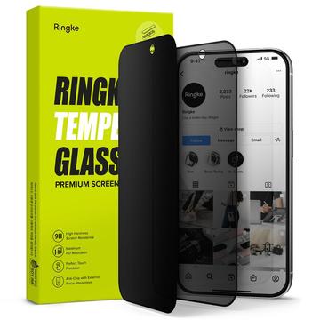 iPhone 15 Pro Ringke TG yksityisyyden suoja karkaistu lasi näytönsuoja - musta reuna