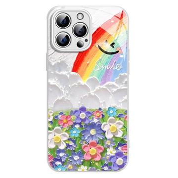 iPhone 15 Pro Hymy & Sateenkaari Hybrid Case - Valkoinen