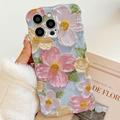 iPhone 15 Pro Aaltoilevareunainen öljymaalausaiheinen TPU-kotelo - Kukat