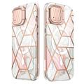 iPhone 15 Supcase Cosmo Mag Hybridikotelo - vaaleanpunainen marmori