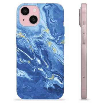 iPhone 15 TPU Suojakuori - Värikäs Marmori