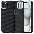 iPhone 15 Tech-Protect Ion Carbon muovikotelo - MagSafe-yhteensopiva - musta / hopea