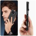 iPhone 15 Tech-Protect Ion Carbon muovikotelo - MagSafe-yhteensopiva - musta / hopea