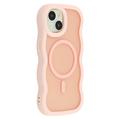 iPhone 15 Aaltoreuna magneettinen hybridikotelo - vaaleanpunainen