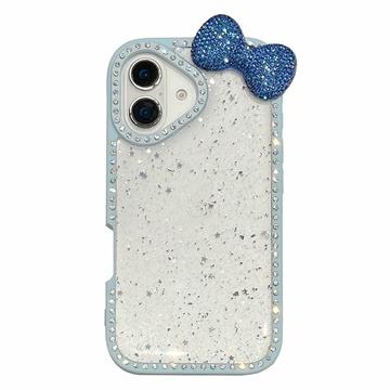 iPhone 16 Rusetti ja strassi epoksikotelo - sininen