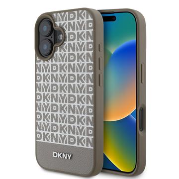 iPhone 16 DKNY Repeat Pattern Bottom Stripe Kotelo - MagSafe yhteensopiva - ruskea