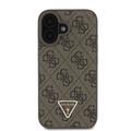iPhone 16 Guess 4G Strass Triangle Metal Logo Kotelo jossa Crossbody Hihna - Ruskea