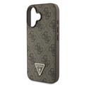 iPhone 16 Guess 4G Strass Triangle Metal Logo Kotelo jossa Crossbody Hihna - Ruskea
