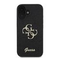 iPhone 16 Guess Fixed Glitter 4G Metal Logo Kotelo - Musta