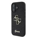 iPhone 16 Guess Fixed Glitter 4G Metal Logo Kotelo - Musta