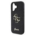 iPhone 16 Guess Fixed Glitter 4G Metal Logo Kotelo - Musta