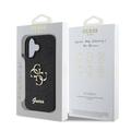 iPhone 16 Guess Fixed Glitter 4G Metal Logo Kotelo - Musta