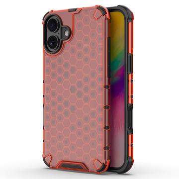 iPhone 16 Honeycomb Armored Hybridikotelo - Punainen
