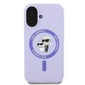 iPhone 16 Karl Lagerfeld Karl and Choupette MagSafe Nestemäinen silikonikotelo - violetti