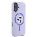 iPhone 16 Karl Lagerfeld Karl and Choupette MagSafe Nestemäinen silikonikotelo - violetti