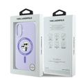 iPhone 16 Karl Lagerfeld Karl and Choupette MagSafe Nestemäinen silikonikotelo - violetti