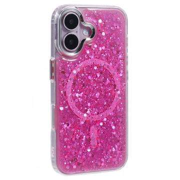 iPhone 16 MagSafe-yhteensopiva kimalteleva epoksikotelo - Kuuma Pinkki