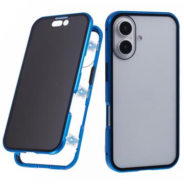 iPhone 16 Magneettikotelo Panssarilasi - Yksityisyyssuoja - Sininen